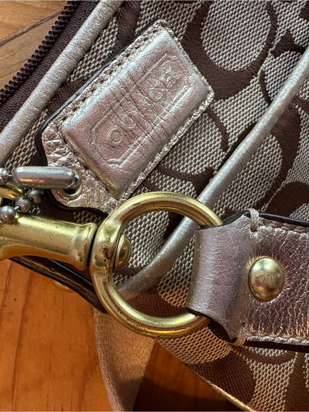 Coach Brown Signature Crossbody with Gold Floral Appliqué - Picture 5 of 9